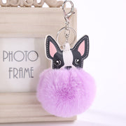French Bulldog Pom Pom Keychain - Purple