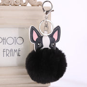 French Bulldog Pom Pom Keychain - Black