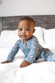 Blue Bolts | Zip Romper