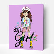 Skate Girl – Paint By Numbers Kit | Artwille | 14x18 Inch Canvas