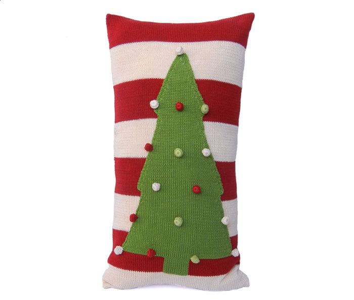 Christmas Tree Lumbar Pillow With Stripes