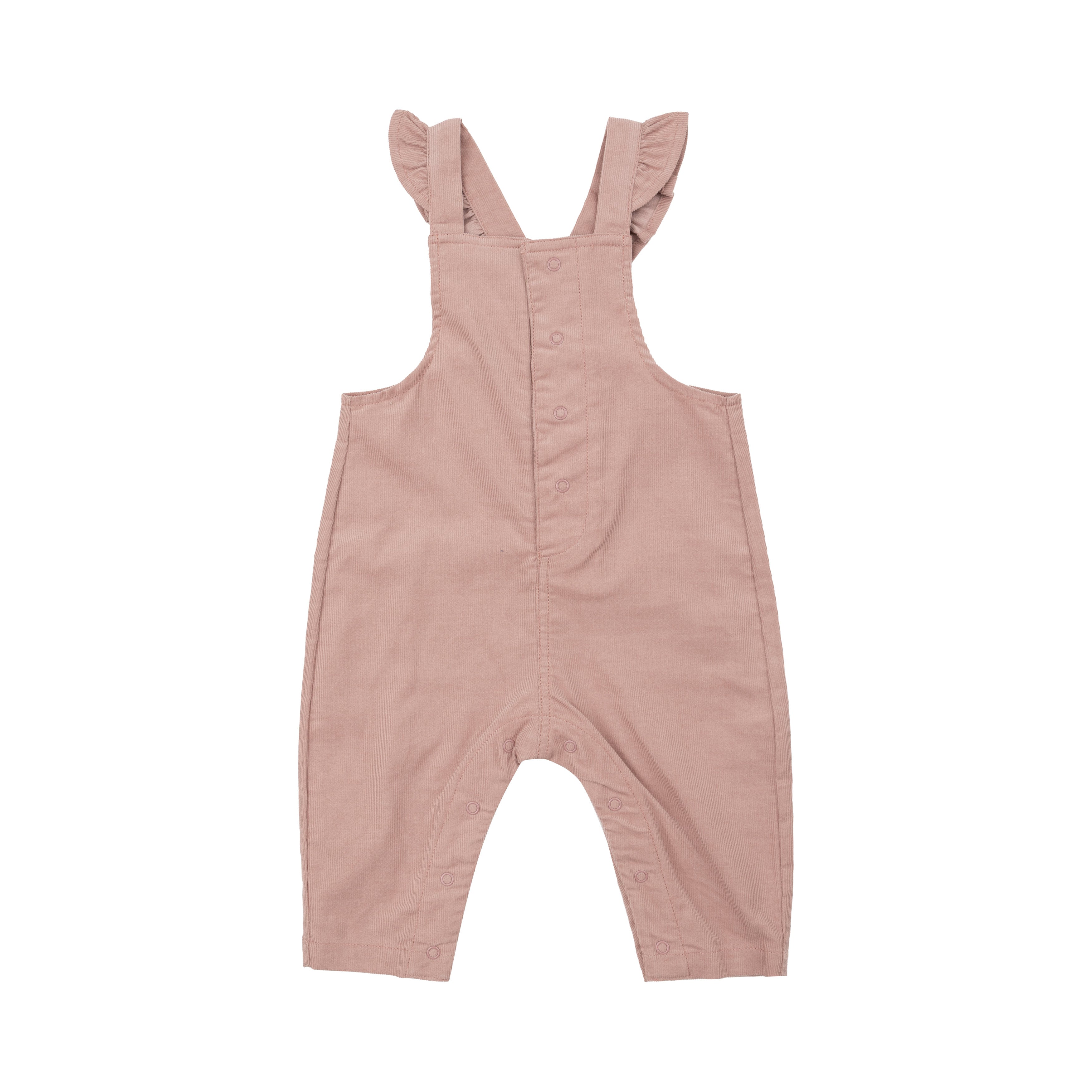 Front Snap Ruffle Overall  - Solid Misty Rose