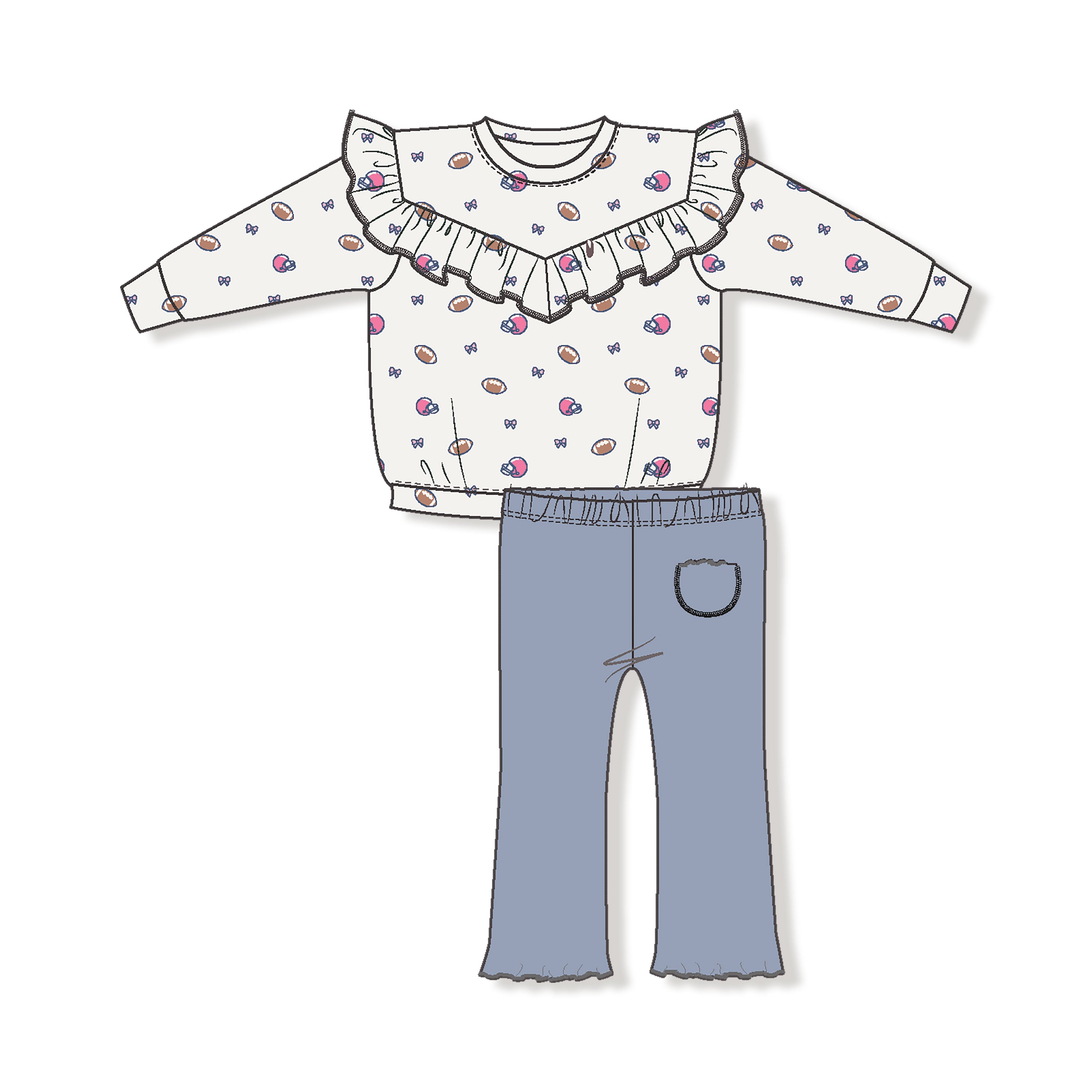 Ruffle Waffle Top And Waffle Flare Pant