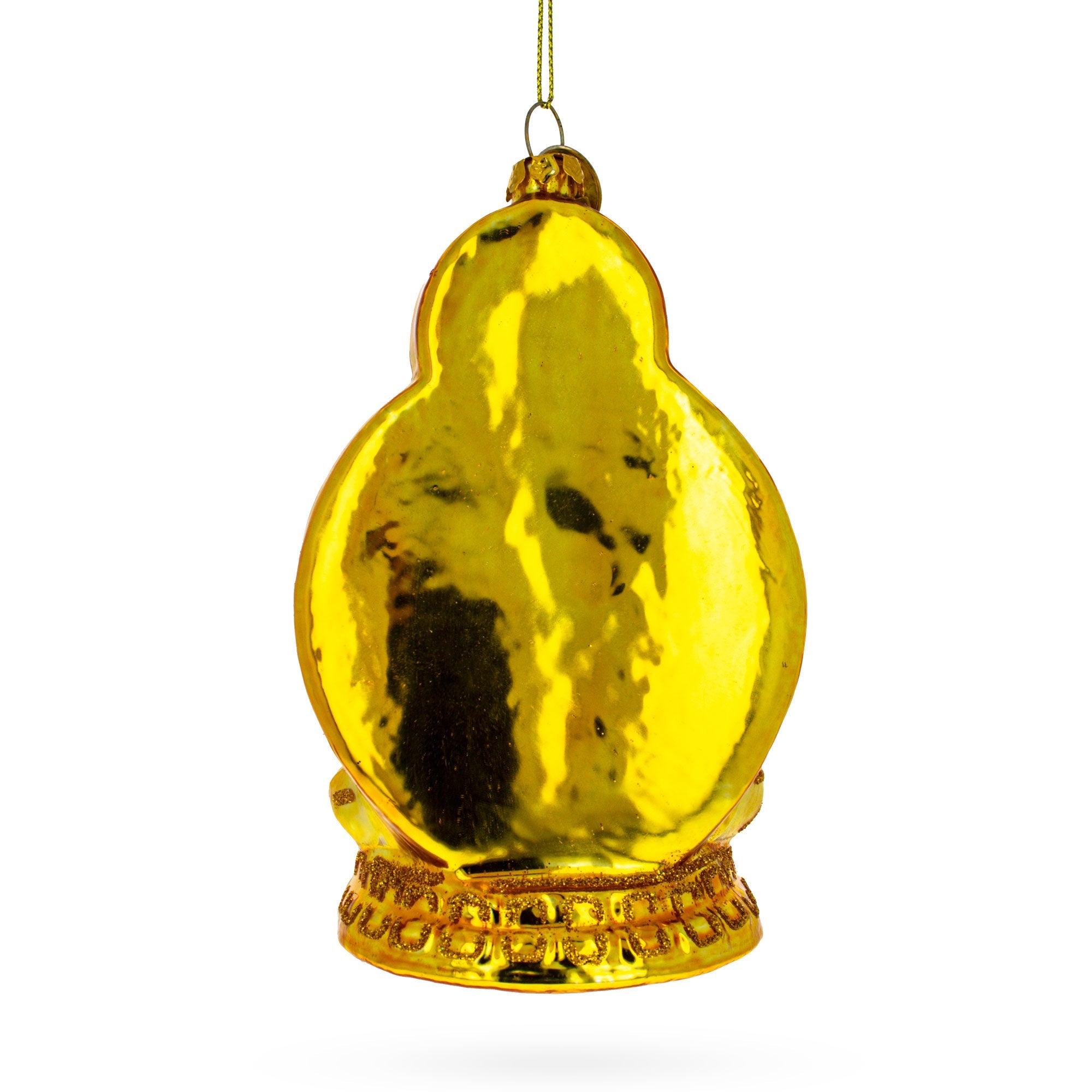 Gilded Serenity: Golden Buddha - Blown Glass Christmas Ornament