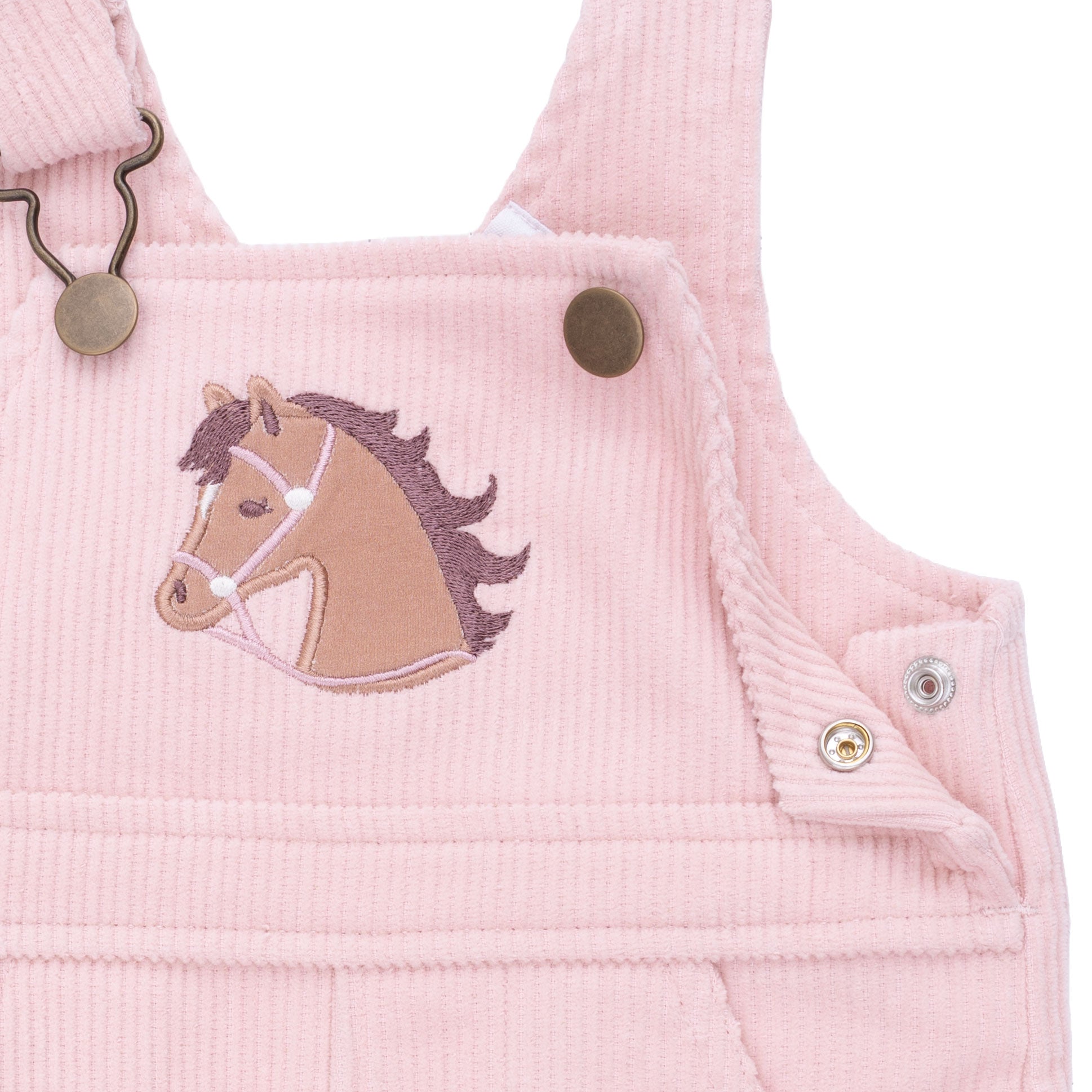 Veiled Pink Corduroy - Uni Old School Overall With Horse Applique