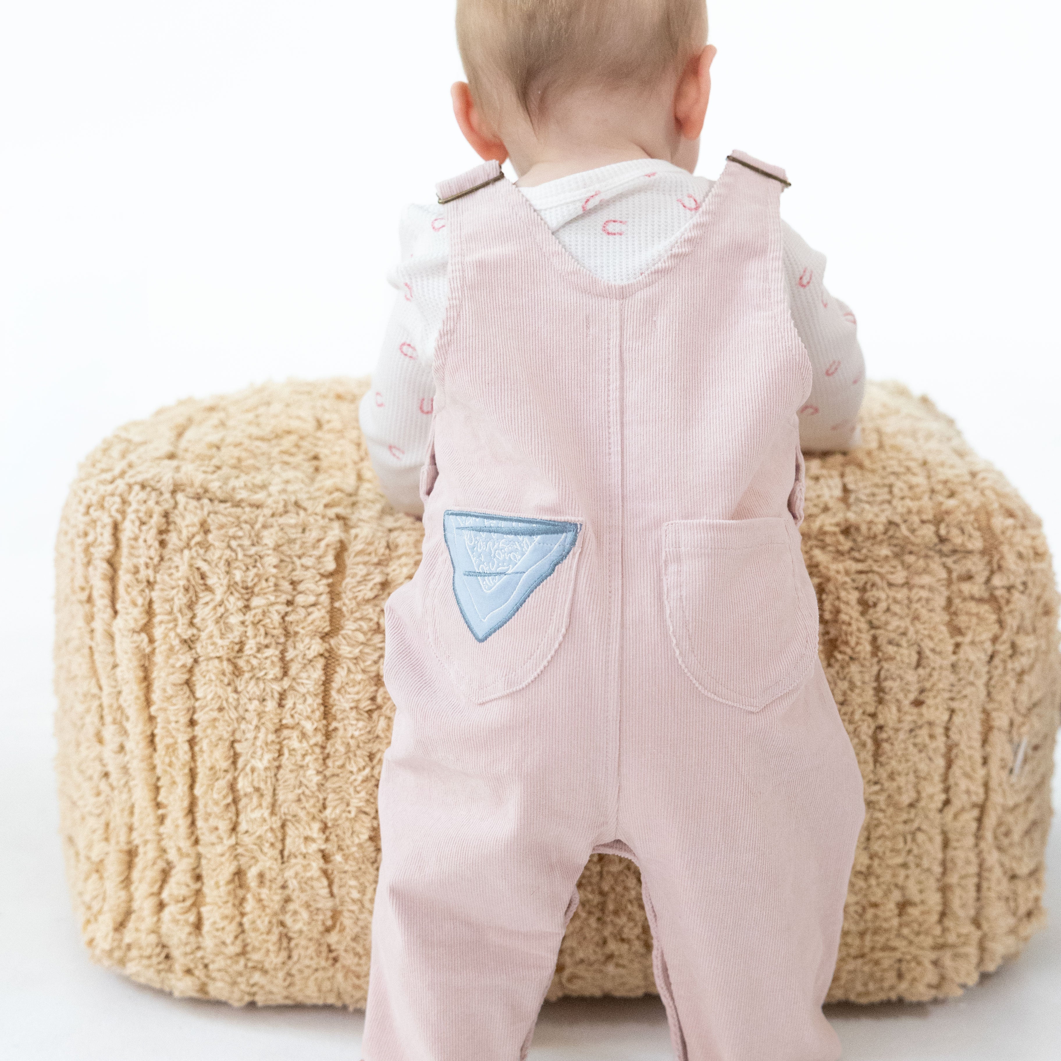 Veiled Pink Corduroy - Uni Old School Overall With Horse Applique