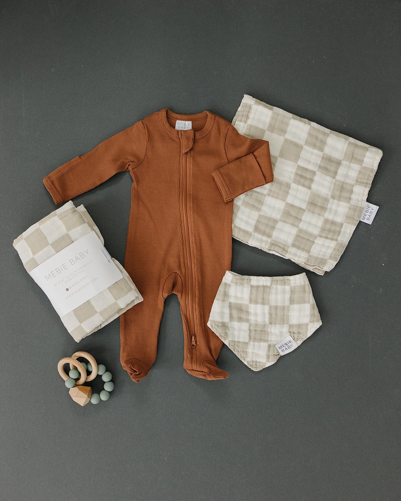 Taupe Checkered Burp Cloth