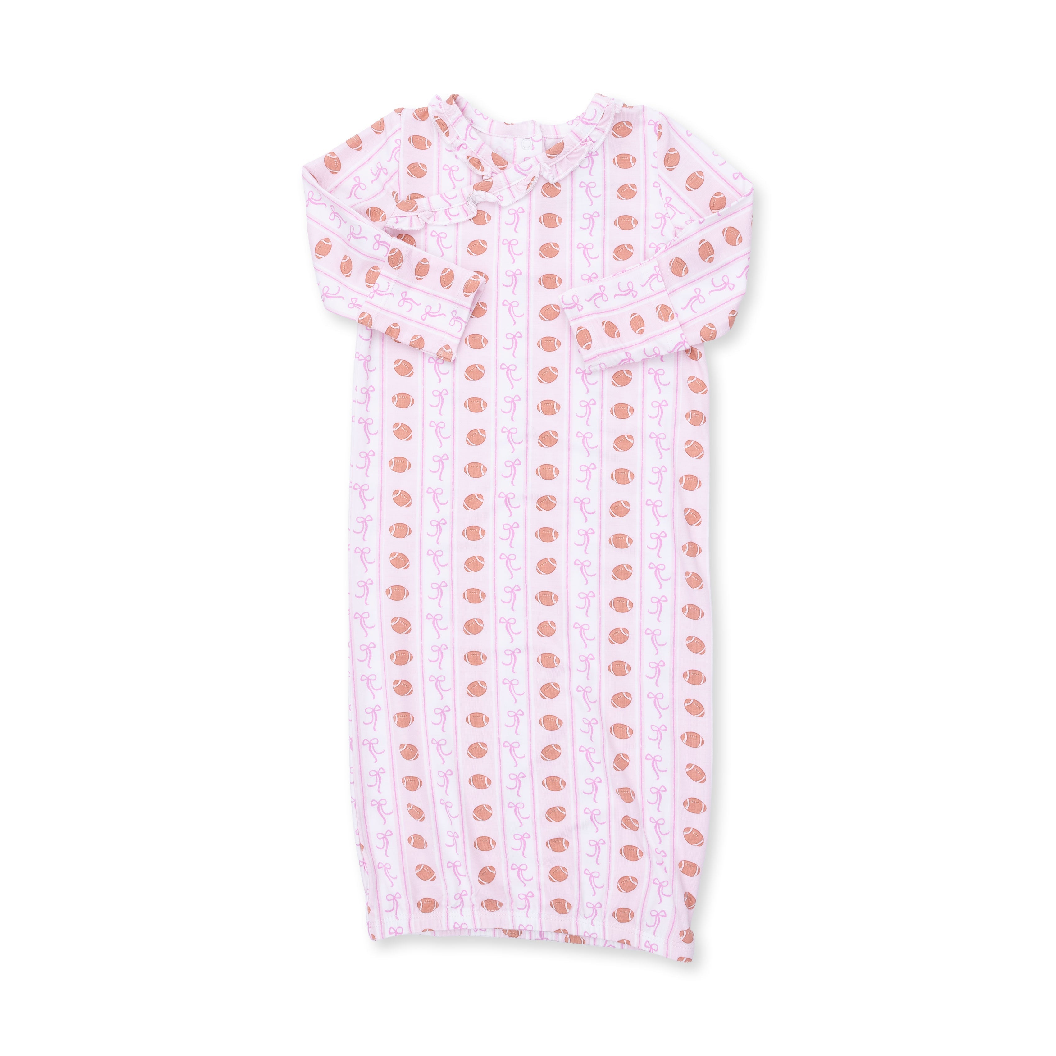 Football Bow Stripe - Kimono Gown And Headband