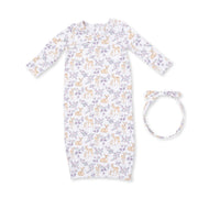 Floral Deer - Kimono Gown And Knot Headband
