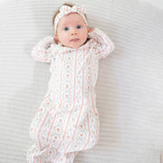 Marnie Rosebud Stripe - Kimono Gown And Knotted Hat