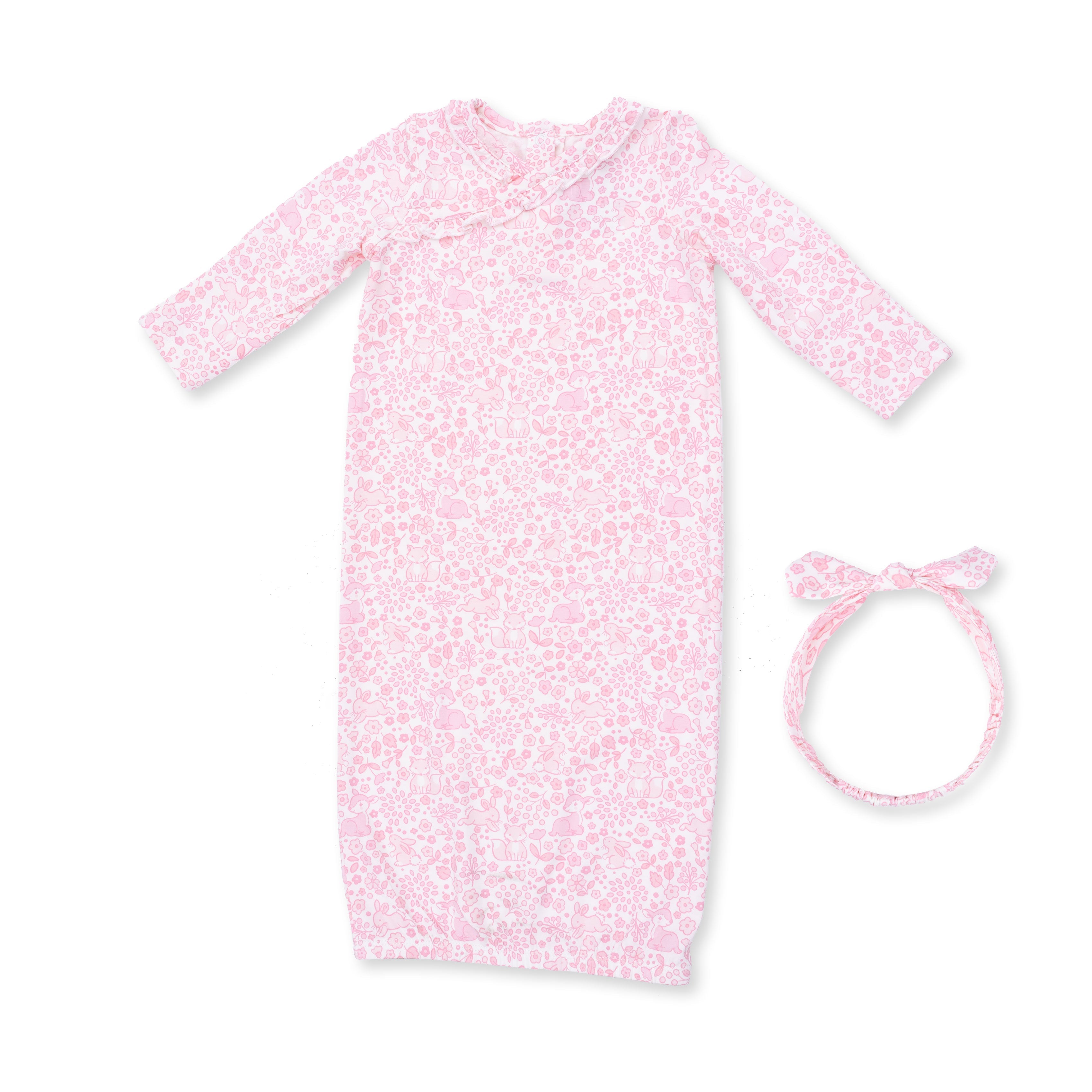 Baby Woodland - Kimono Gown And Knot Headband