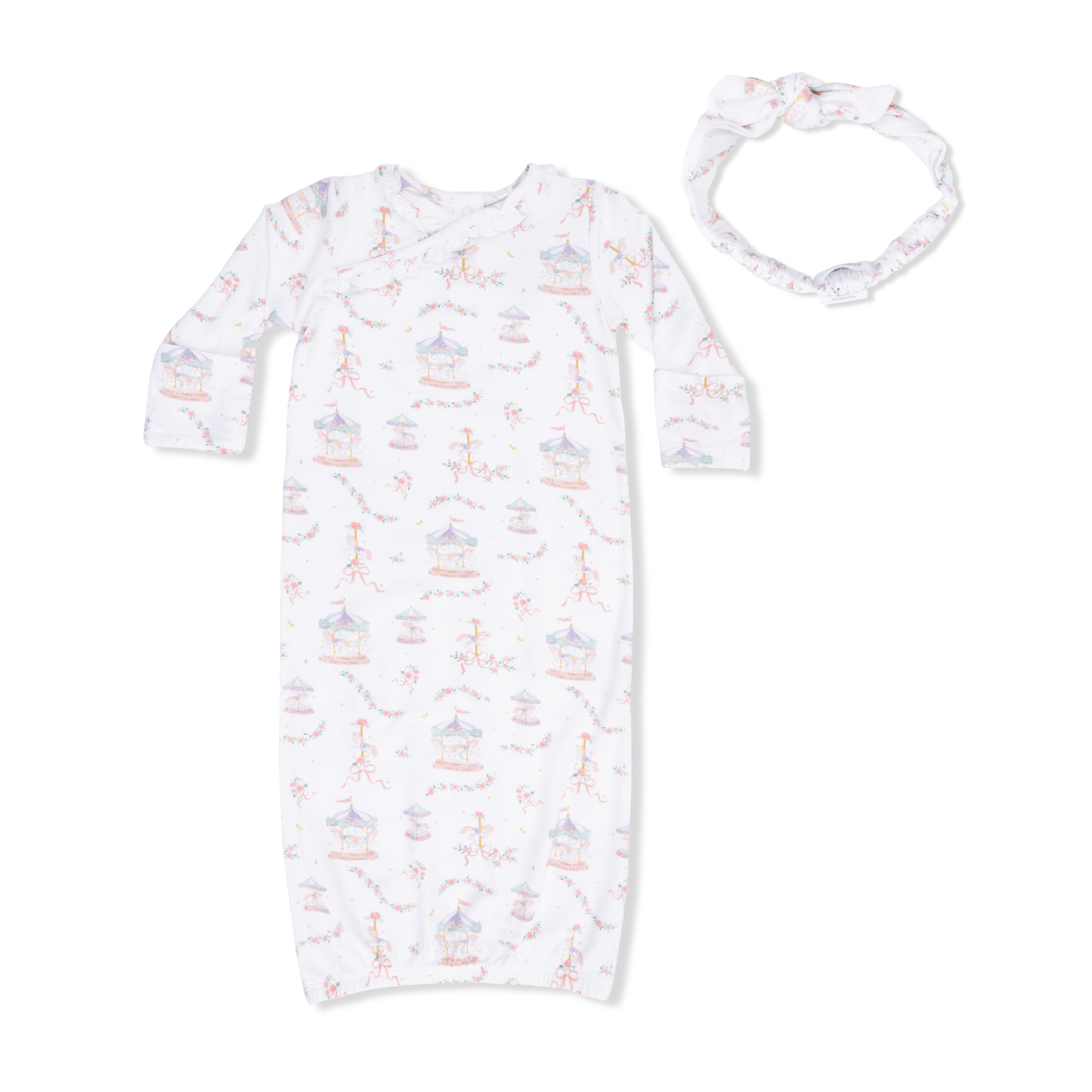 Carousel With Bows - Kimono Gown & Knot Headband