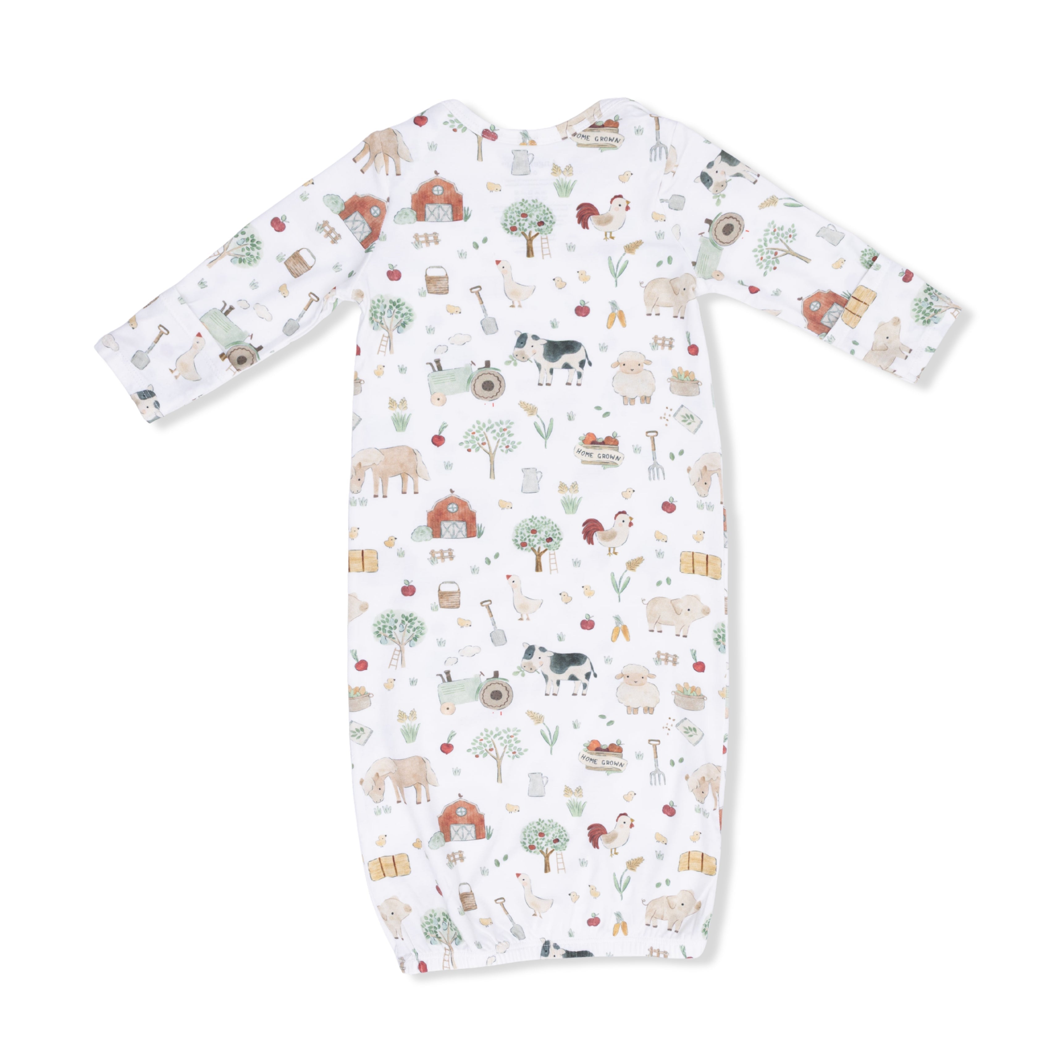 Cute Farm Animals Pink - Kimono Gown & Ruffle Knotted Hat