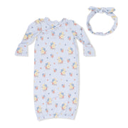 Country Stitch Floral  - Kimono Gown & Knot Headband