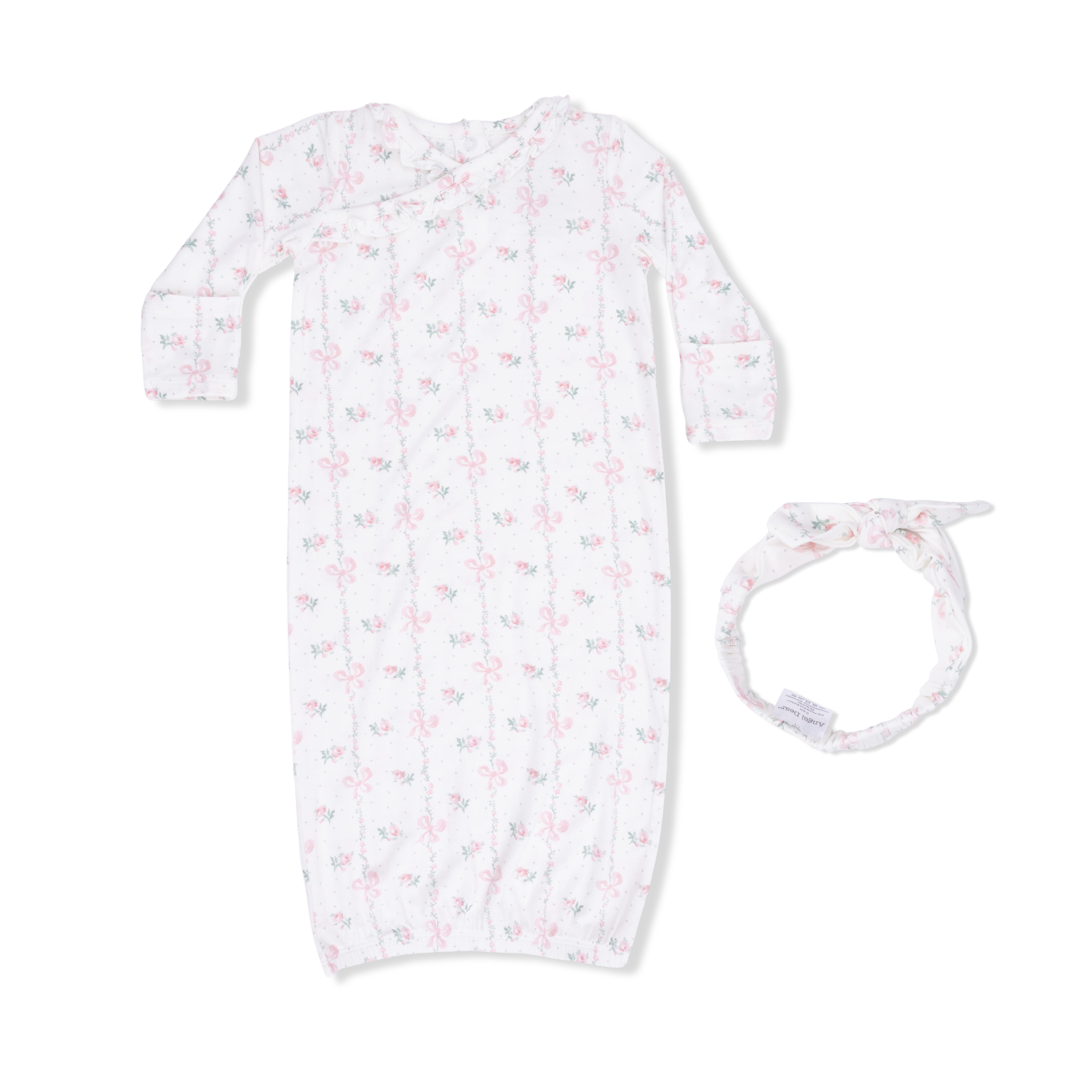 Dainty Buds And Bows - Kimono Gown & Knot Headband