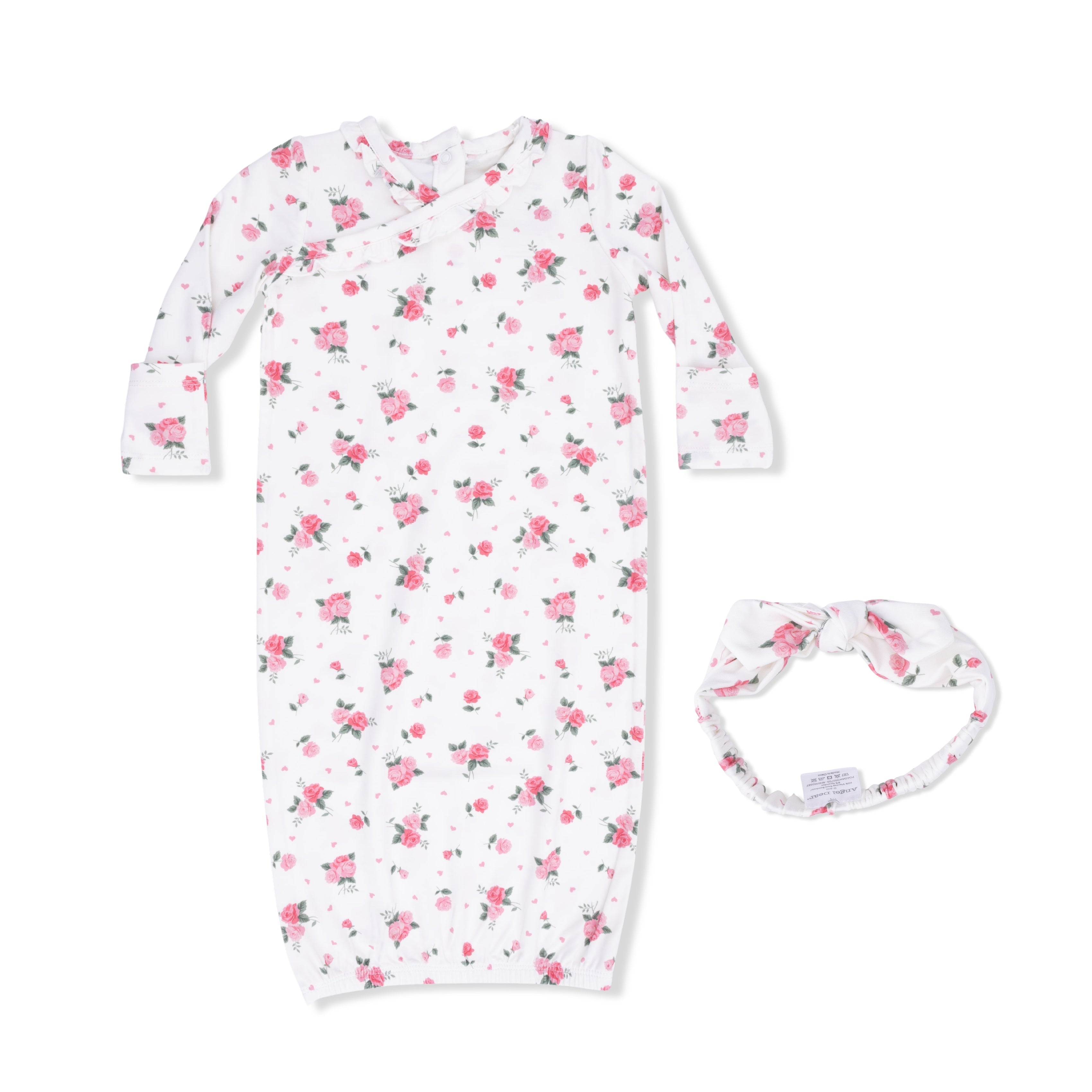 Pink Rosettes - Kimono Gown & Knot Headband