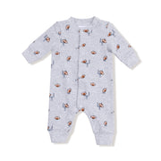 Baseball Collar Romper With Front Placket