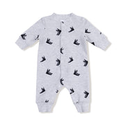 Baseball Collar Romper With Front Placket