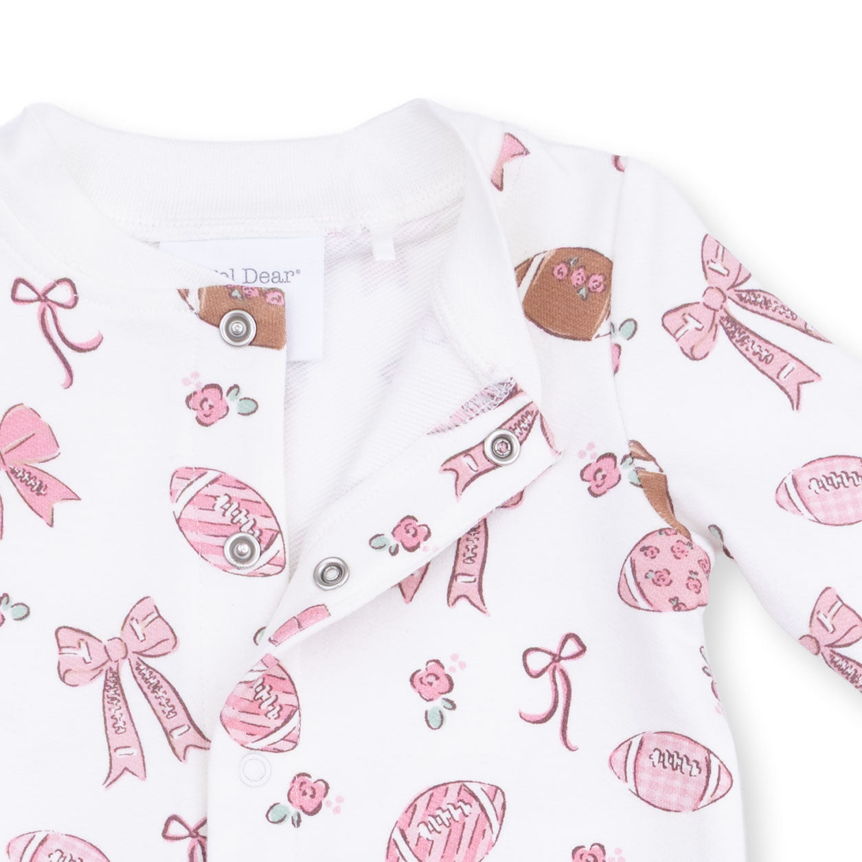 Footballs And Bows - Baseball Collar Button Up Romper
