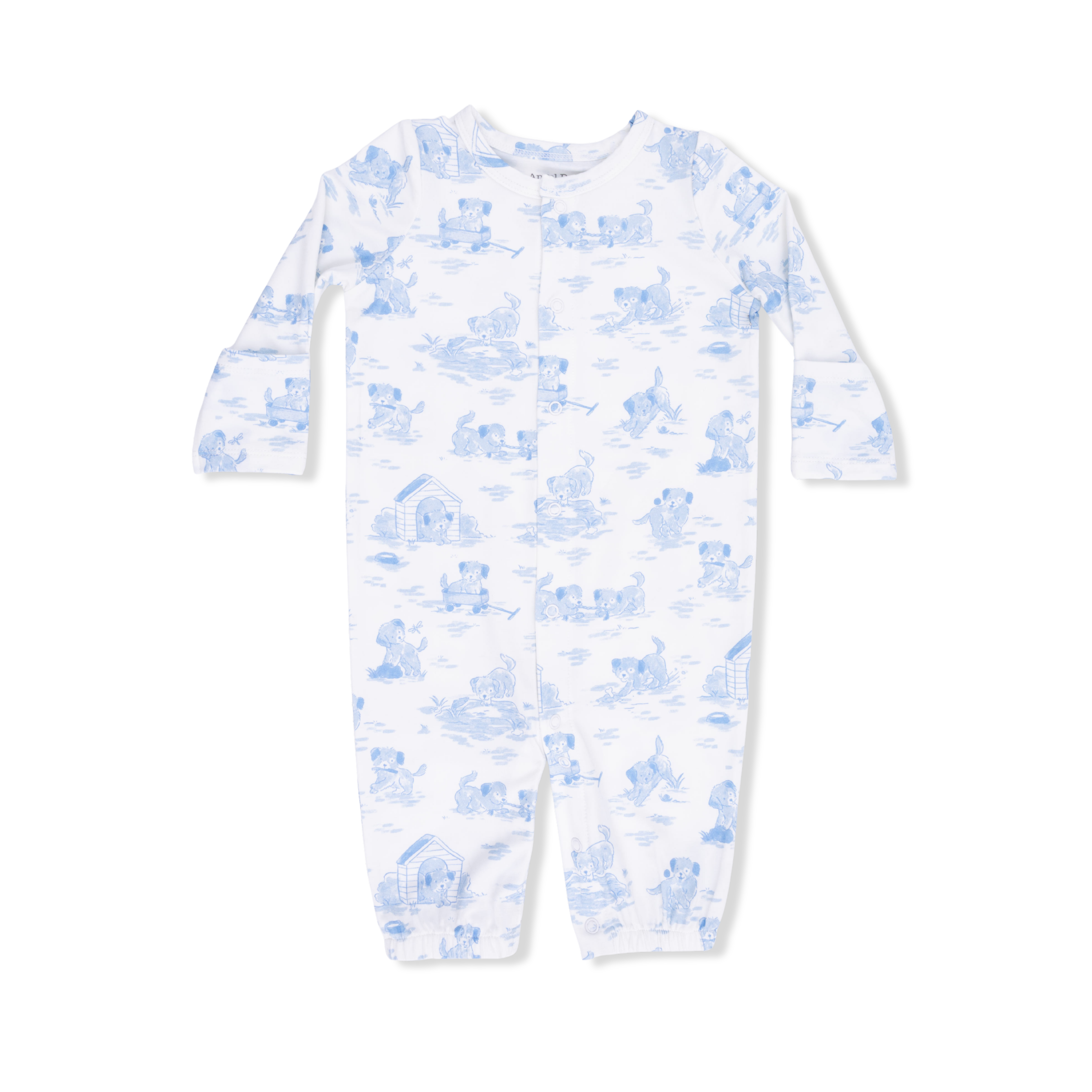 Puppy Toile Blue - Convertible Gown