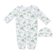Golf Toile Green - Convertible Gown And Beanie Hat