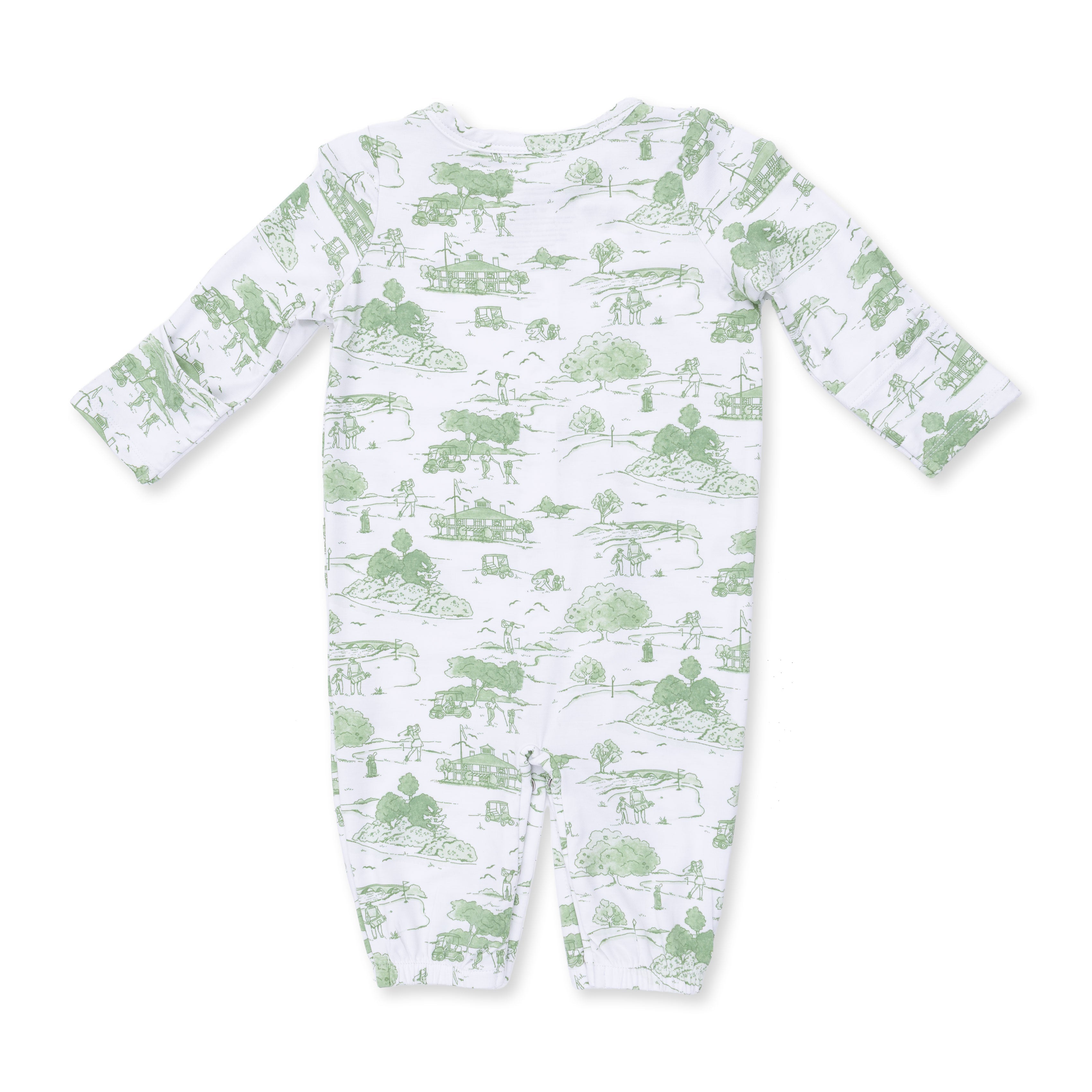 Golf Toile Green - Convertible Gown And Beanie Hat