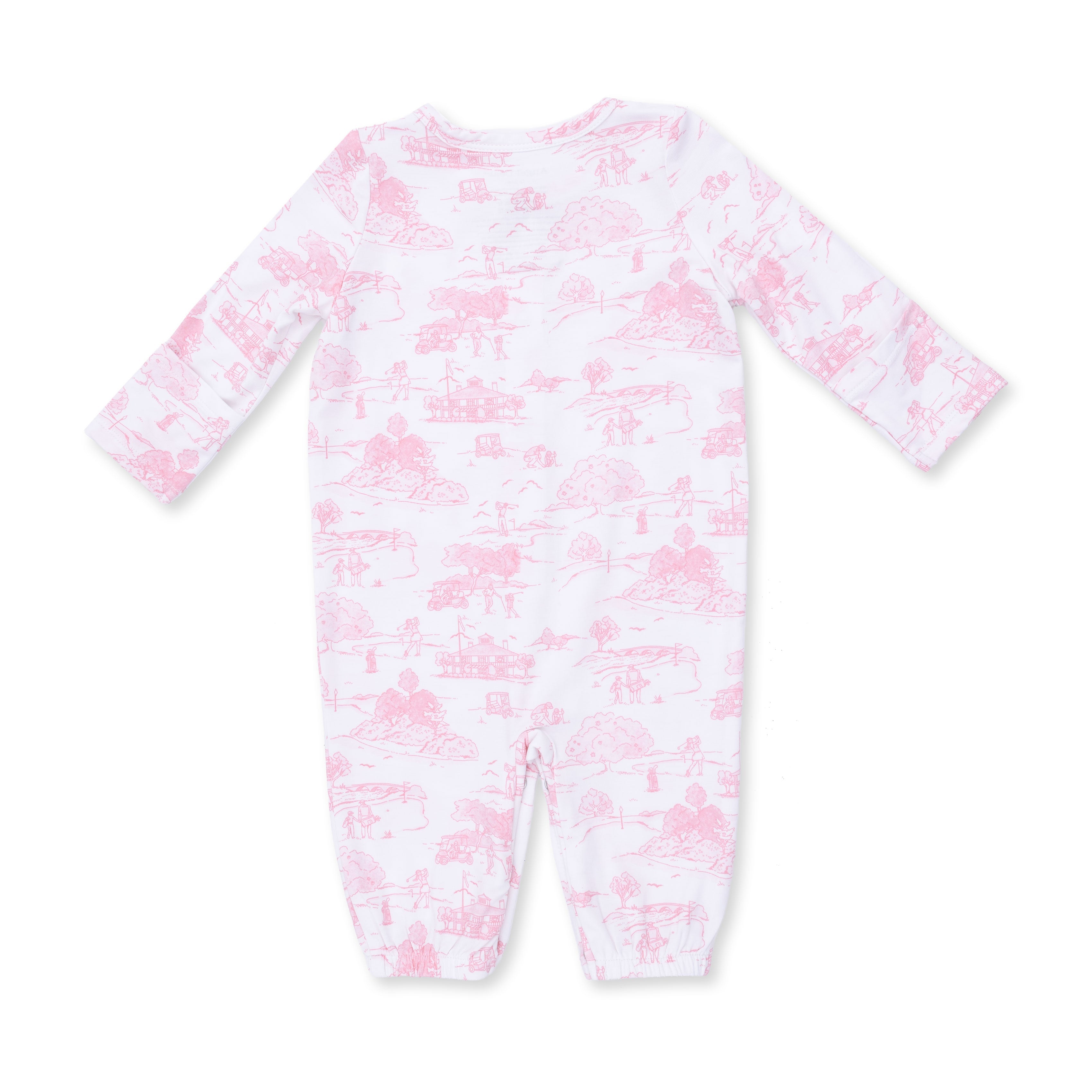 Golf Toile Pink - Convertible Gown And Knot Headband