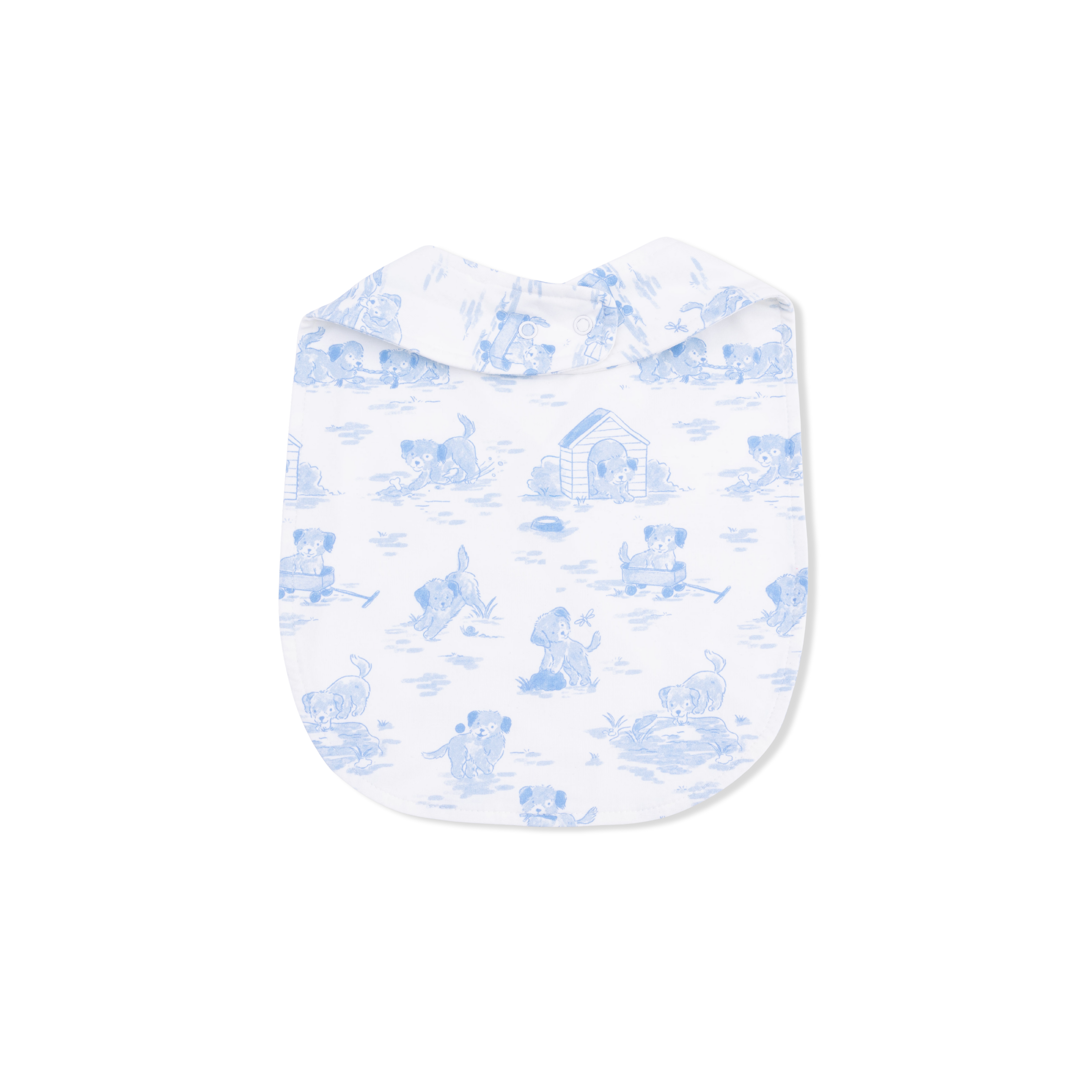 Puppy Toile Blue - Feeding Bib