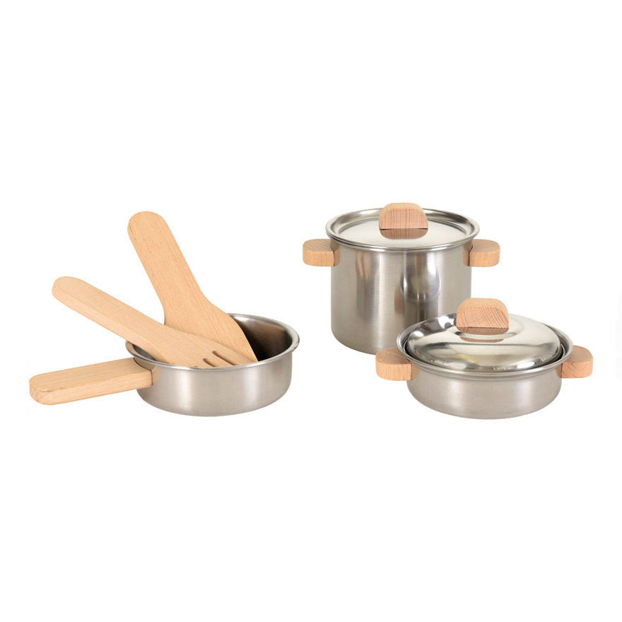 Pan Set With Wooden Handles