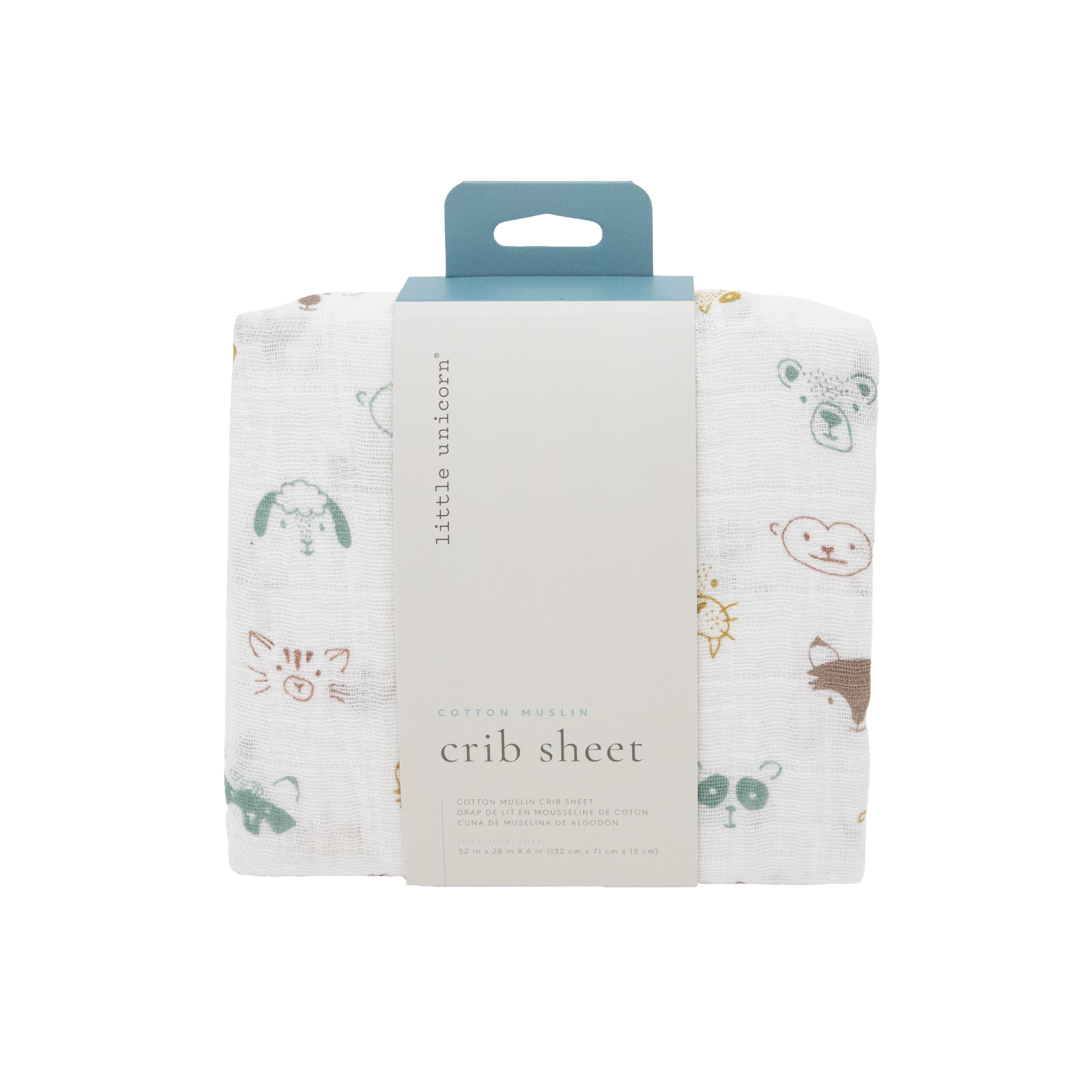 Cotton Muslin Crib Sheet - Animal Crowd
