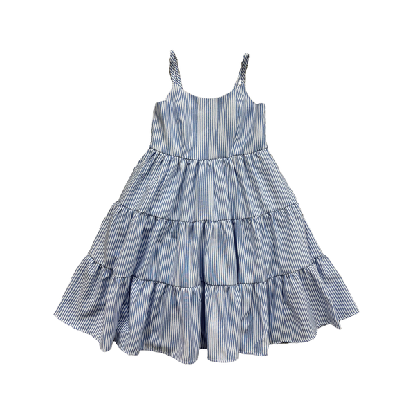Tweenstyle By Stoopher - Blue Striped Tiered Dress