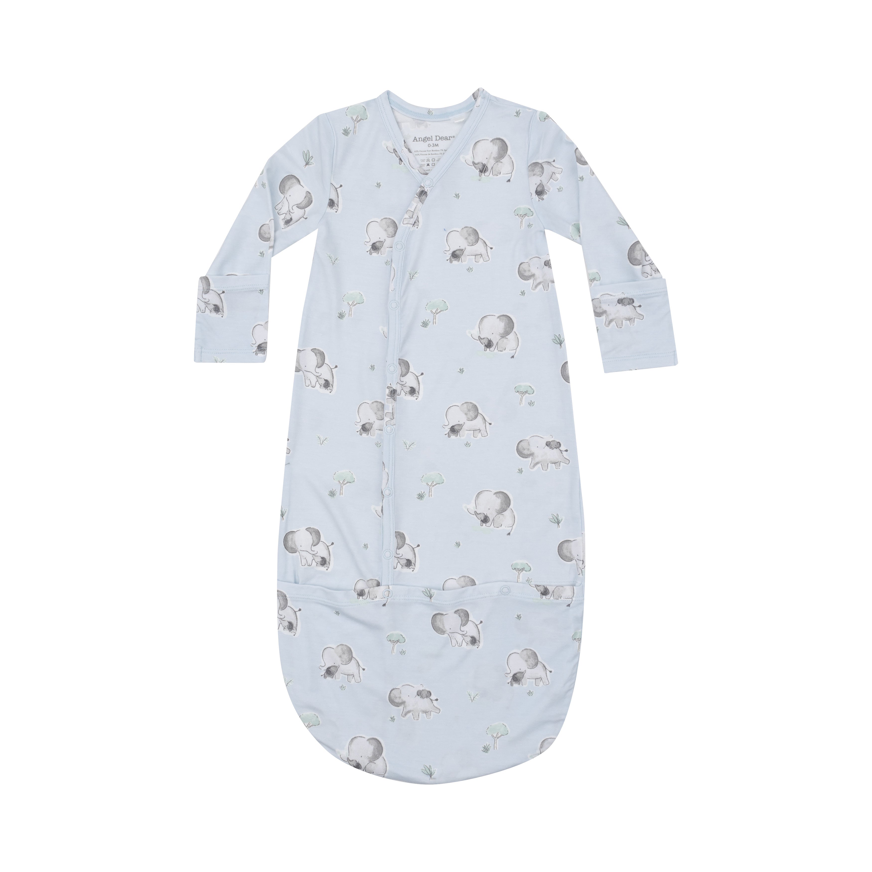 Bundle Gown - Gray Elephants - Blue