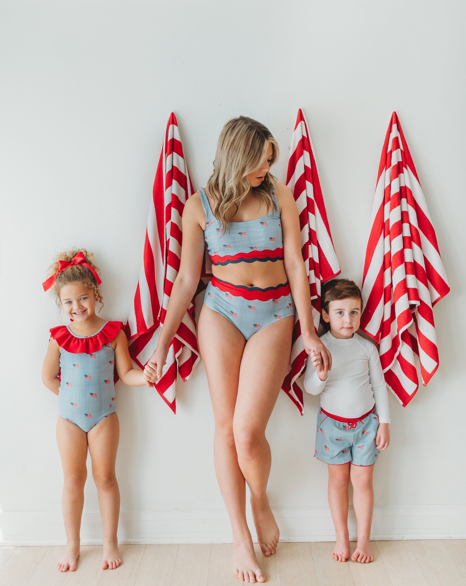 *preorder* Women's Scalloped High Waisted Bikini - Heritage Flag