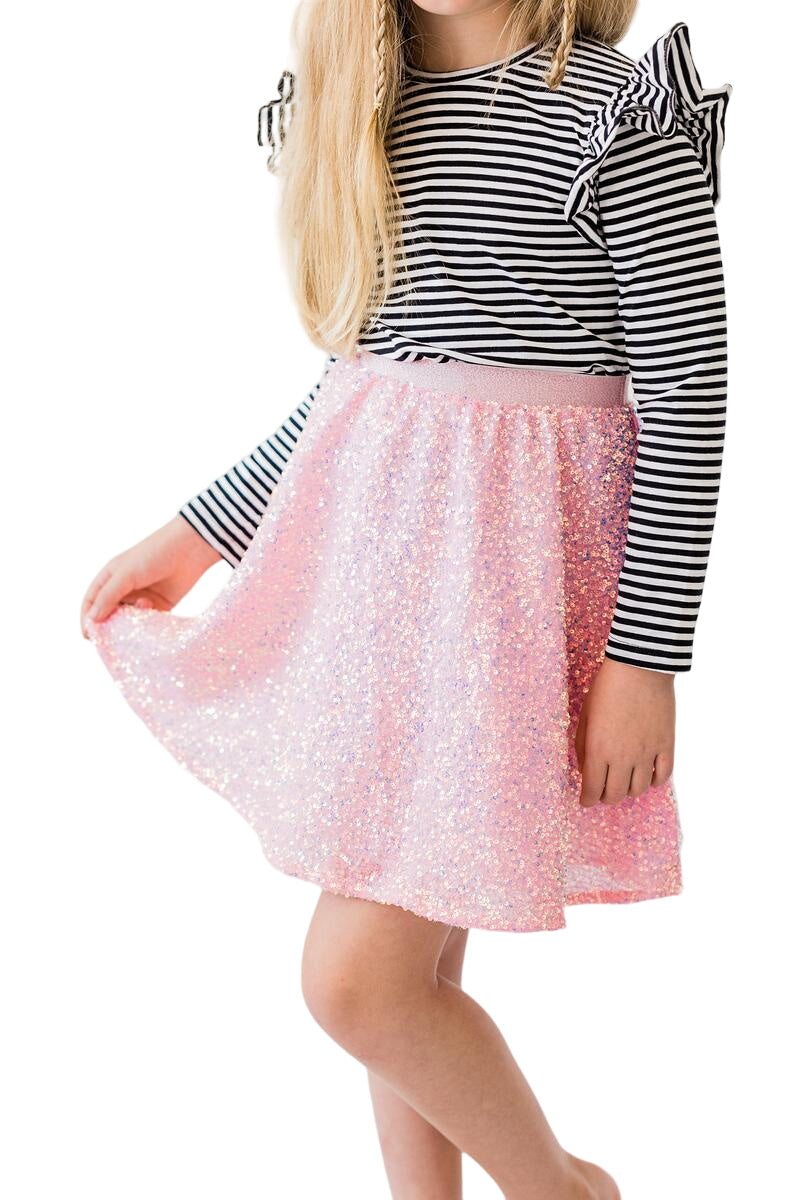 Bubblegum Pink Sequin Twirl Skirt