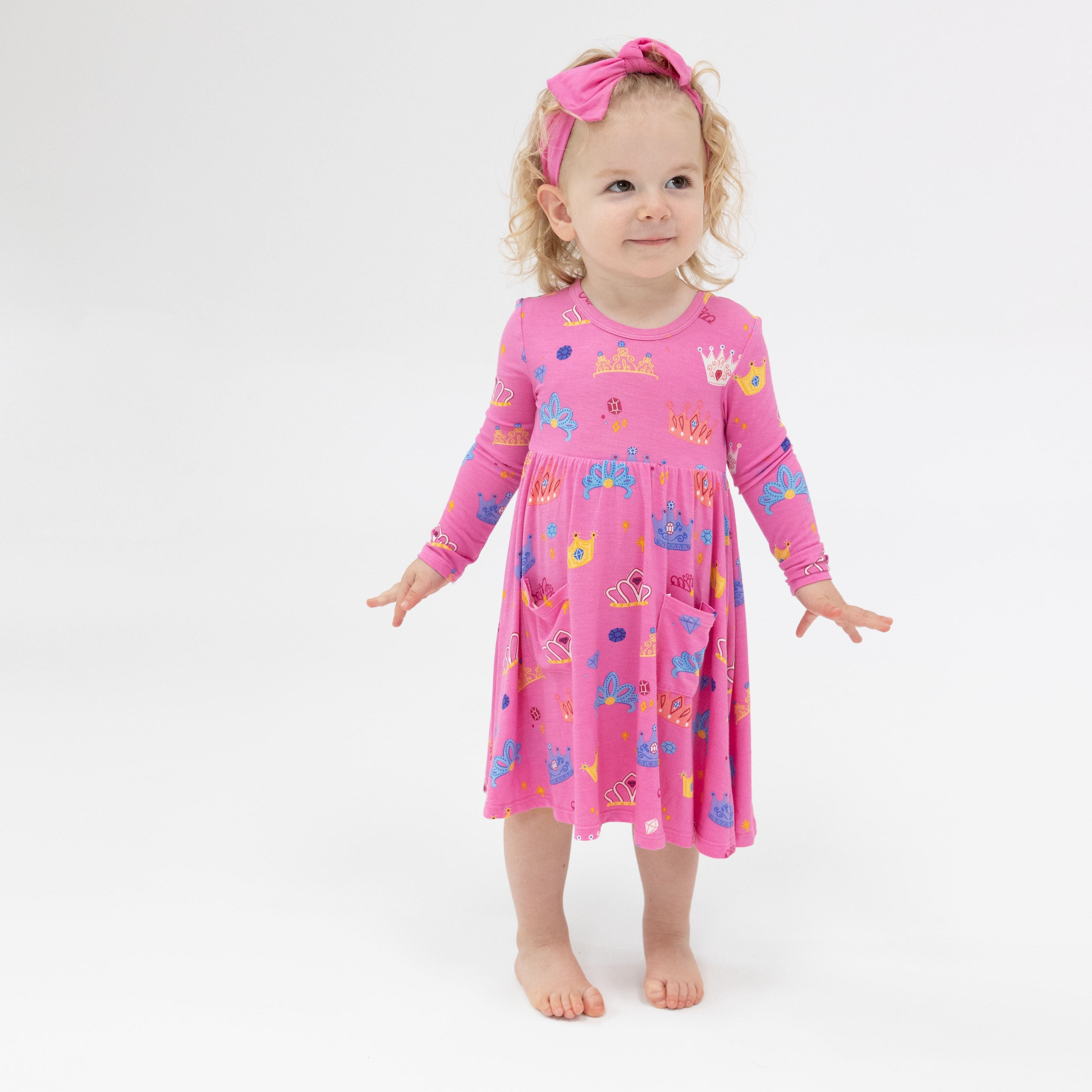 Twirly L/s Dress - Princess Crowns