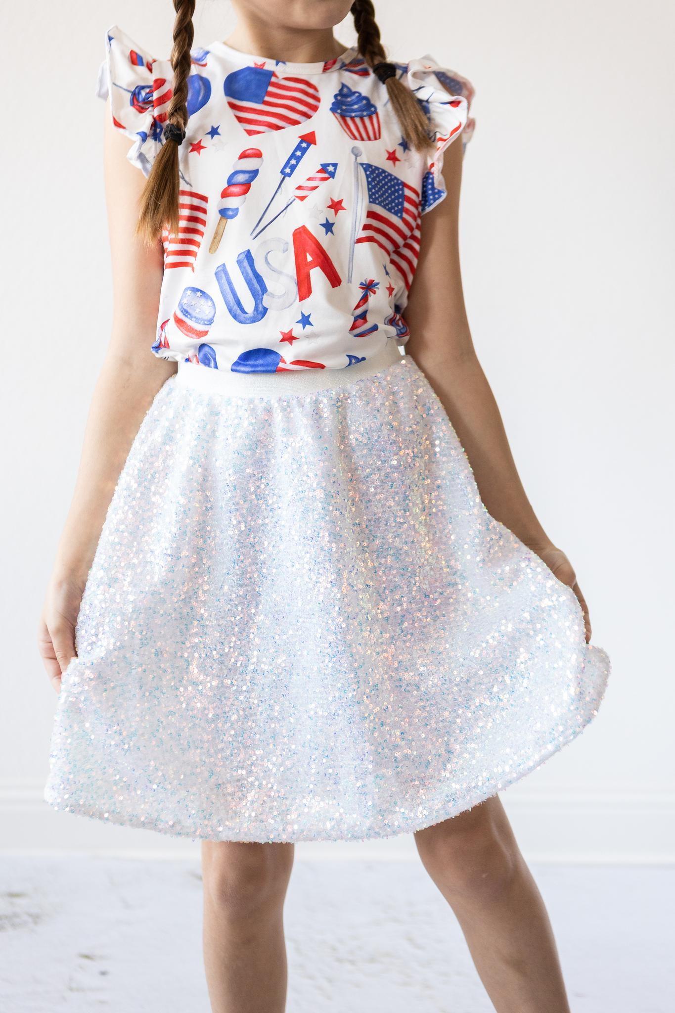 Party In The Usa S/s Ruffle Tee