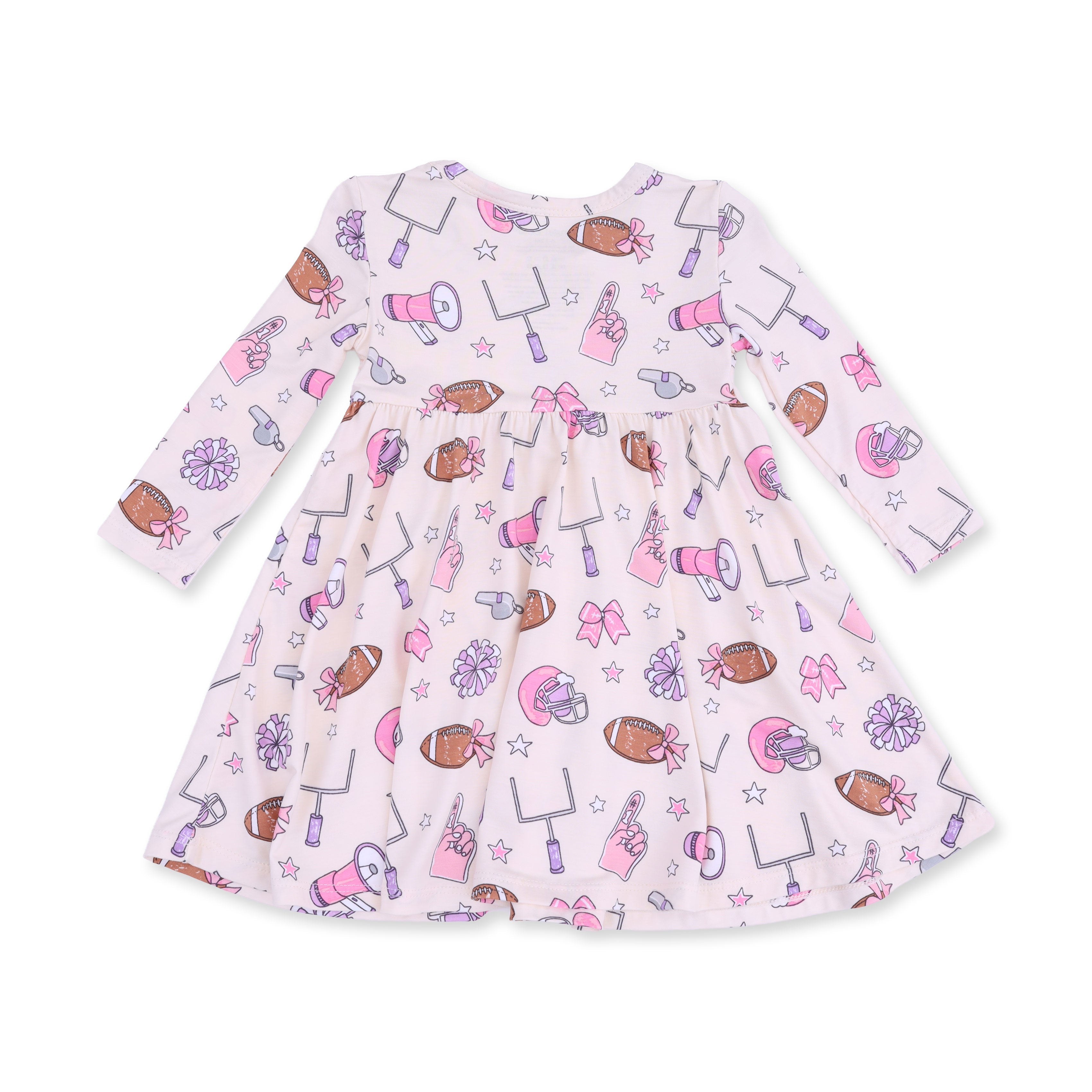 Football Cheer - Twirly Long Sleeve Dress With Bike Short