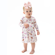Football Cheer - Twirly Long Sleeve Dress With Bike Short