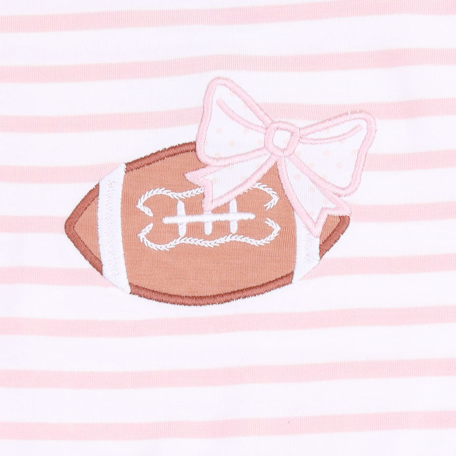 Football Dot And Stripe - Long Sleeve Peplum Top And Ruffle Bells