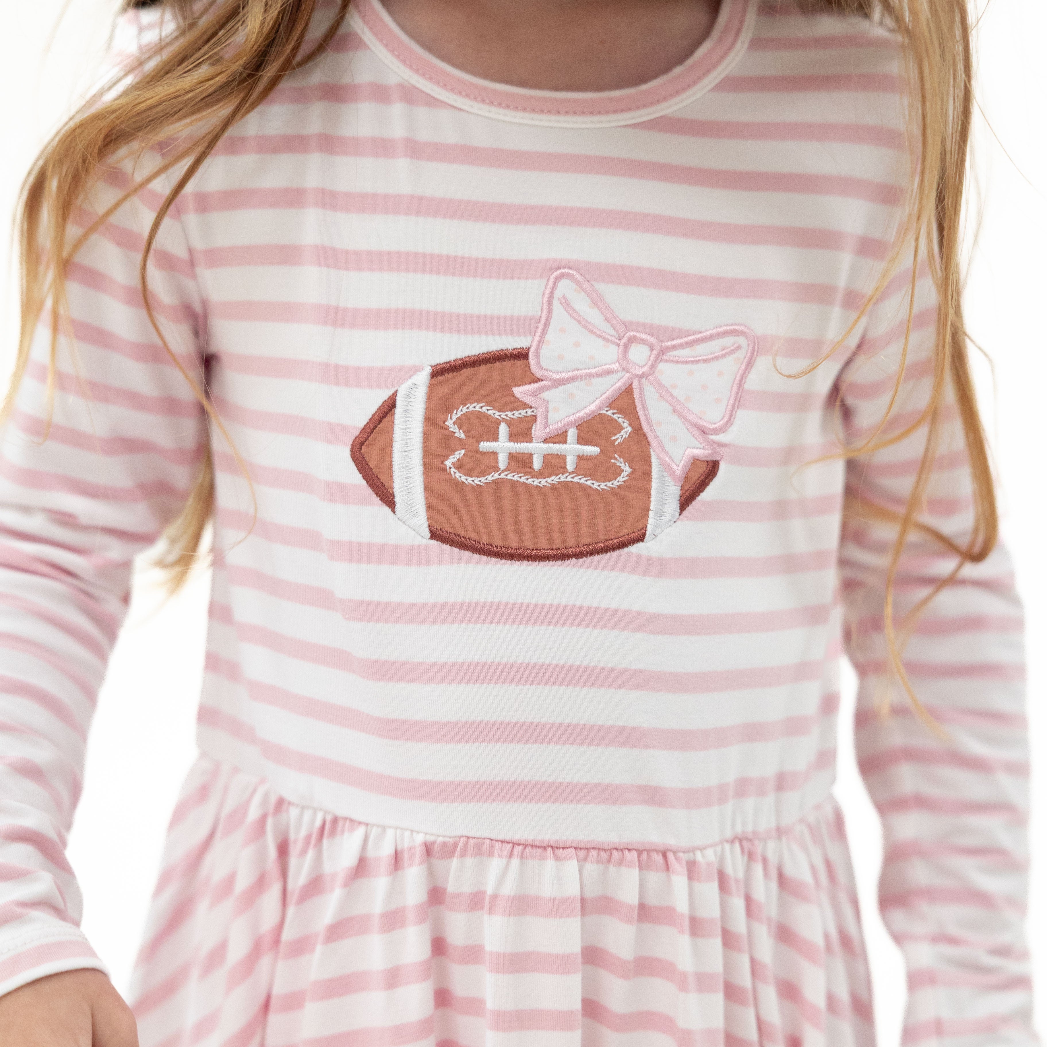 Football Dot And Stripe - Long Sleeve Peplum Top And Ruffle Bells