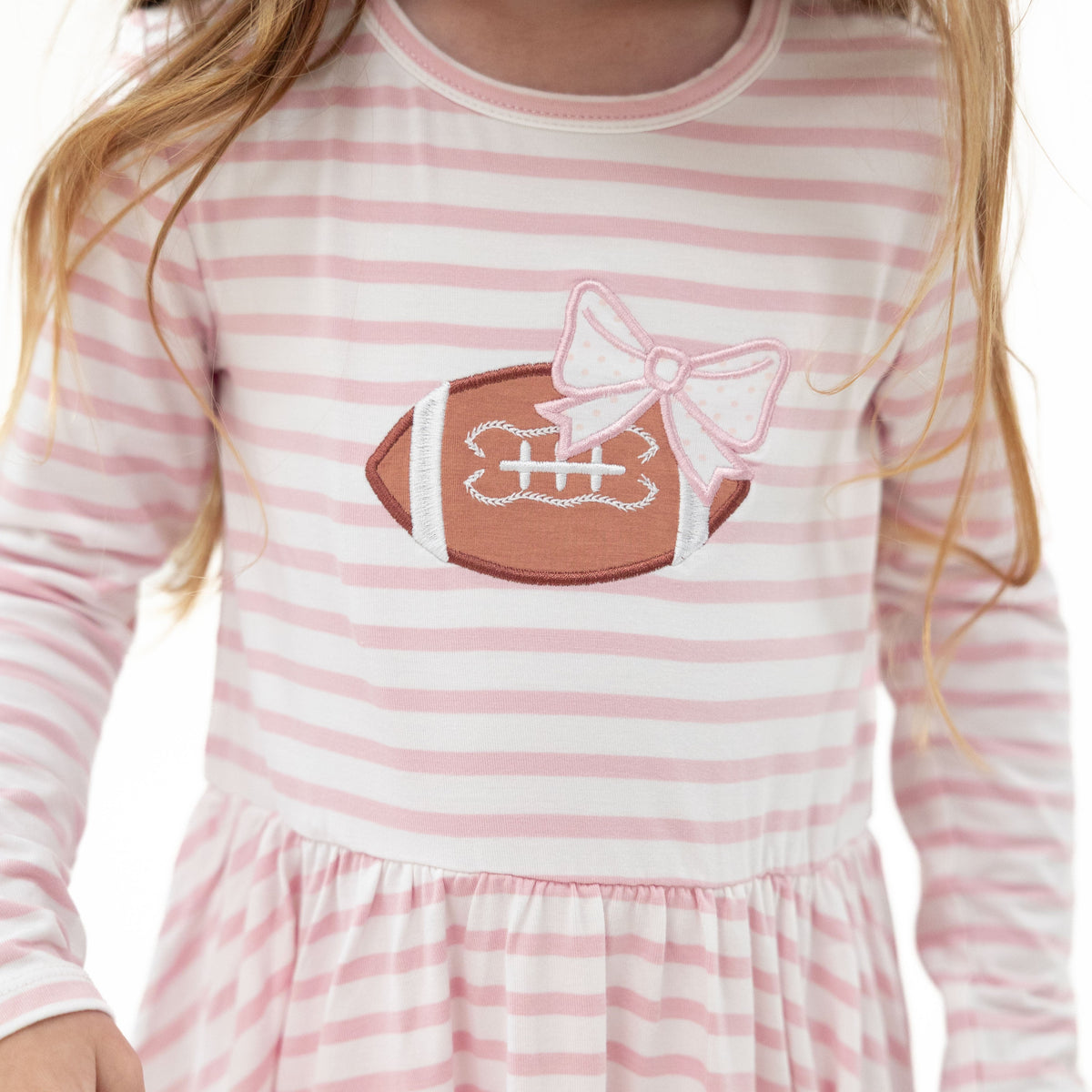 Football Dot And Stripe - Long Sleeve Peplum Top And Ruffle Bells