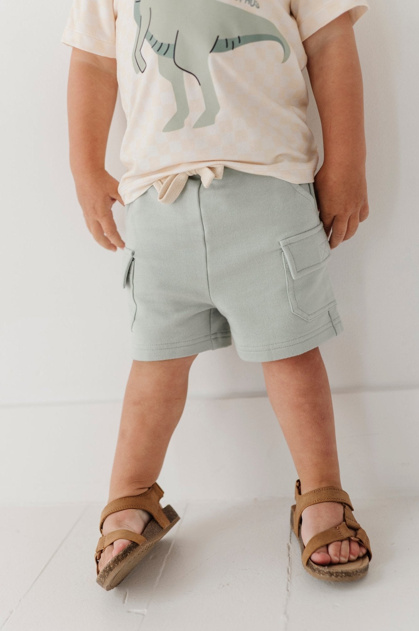 Boys Cargo Shorts In Aqua Grey
