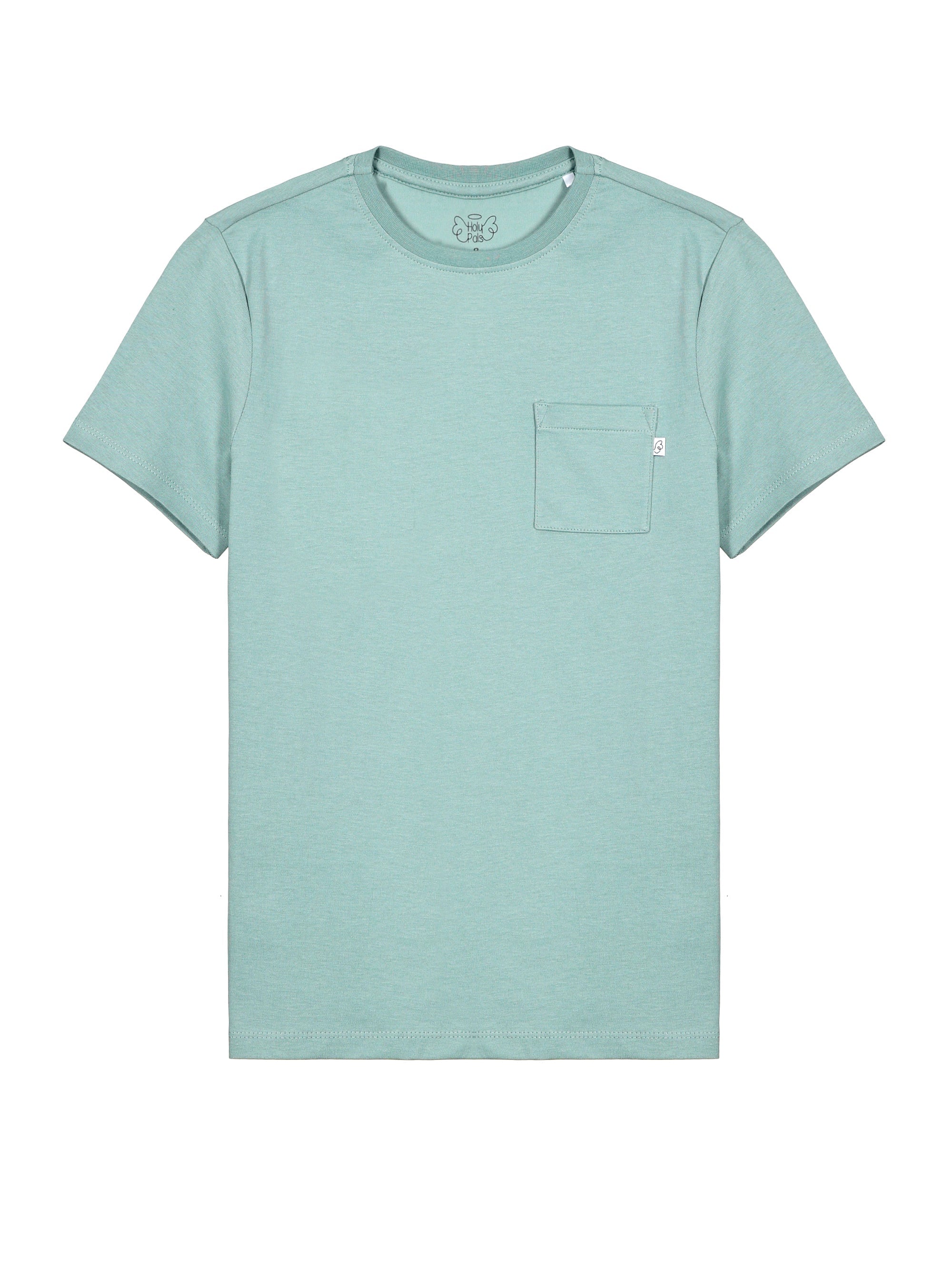 Kids Solid Teal Prayer Pocket T-shirt Cotton | Short Sleeve