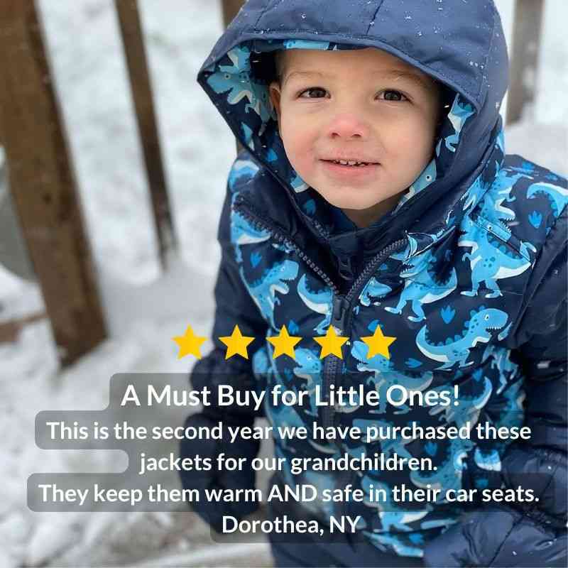 Car Seat Coat | The Road Coat Down - Navy Raptor Print