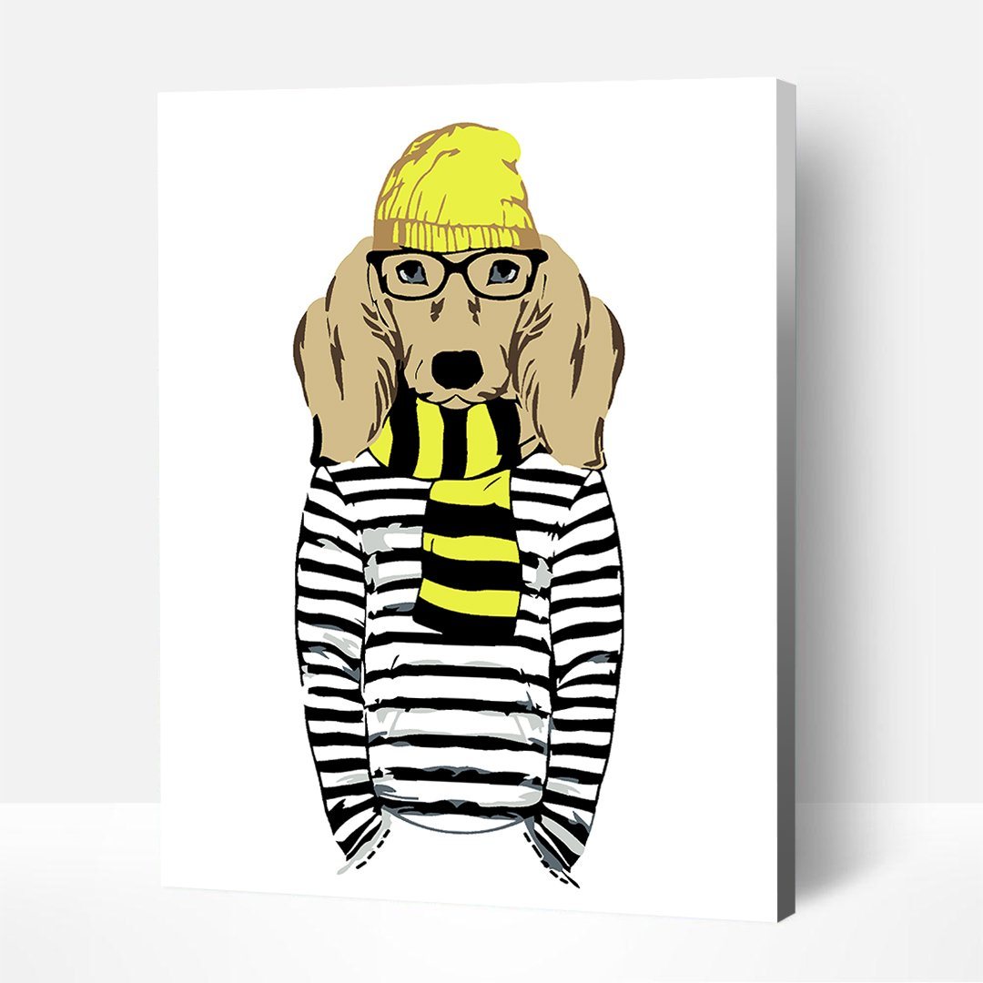 Stylish Dog – Paint By Numbers Kit | Artwille | 14x18 Inch Canvas