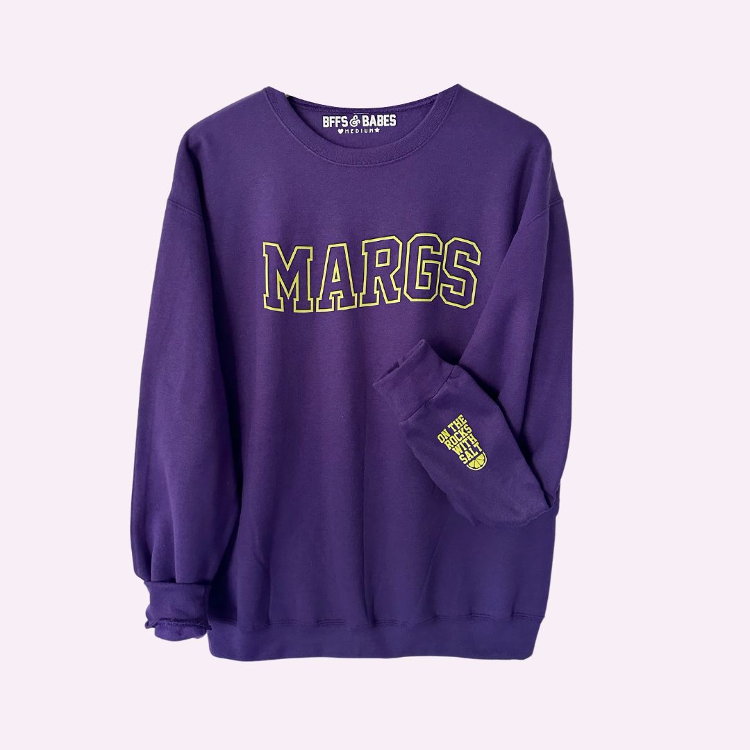 Margs ♡ Purple Printed Sweatshirt With On The Rocks With Salt Cuff