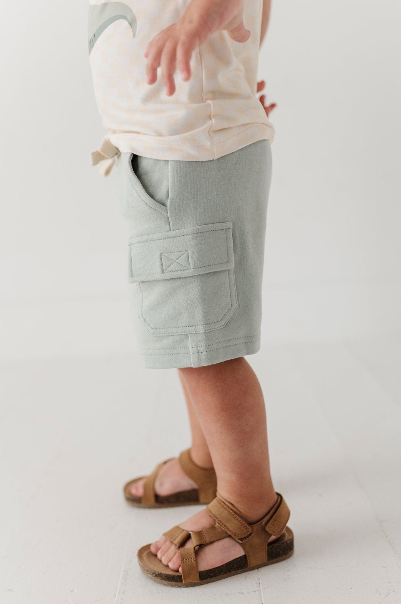 Boys Cargo Shorts In Aqua Grey