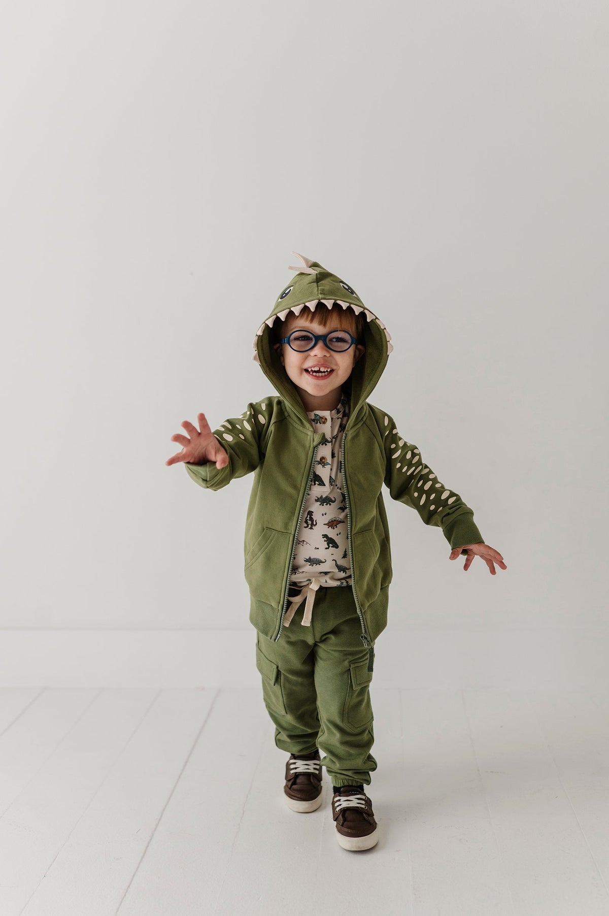 Boys Hooded Jacket In Dinosaur
