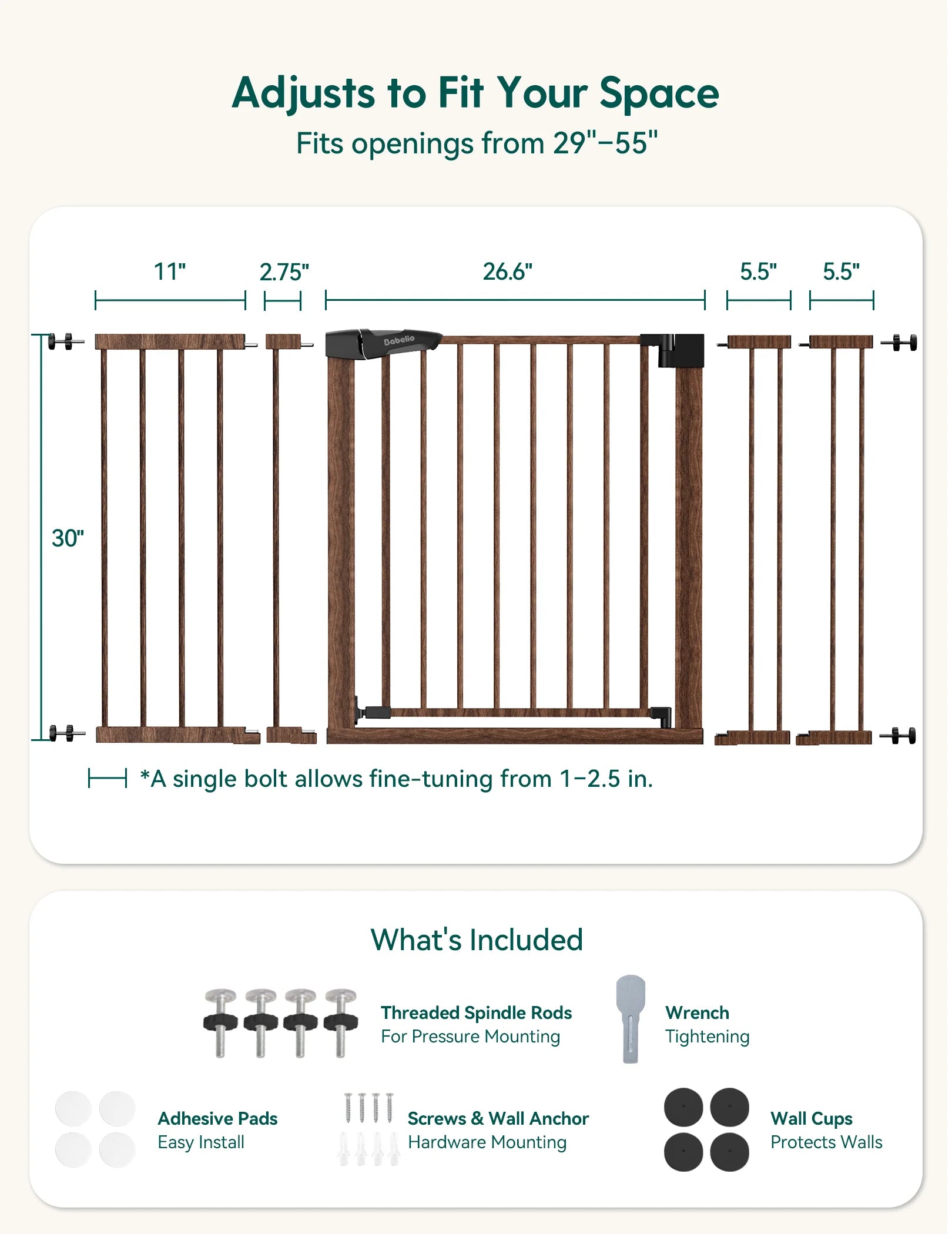 Pressguard P7 | Expandable Baby Gate Pressure Mounted Fits Standard To Wide