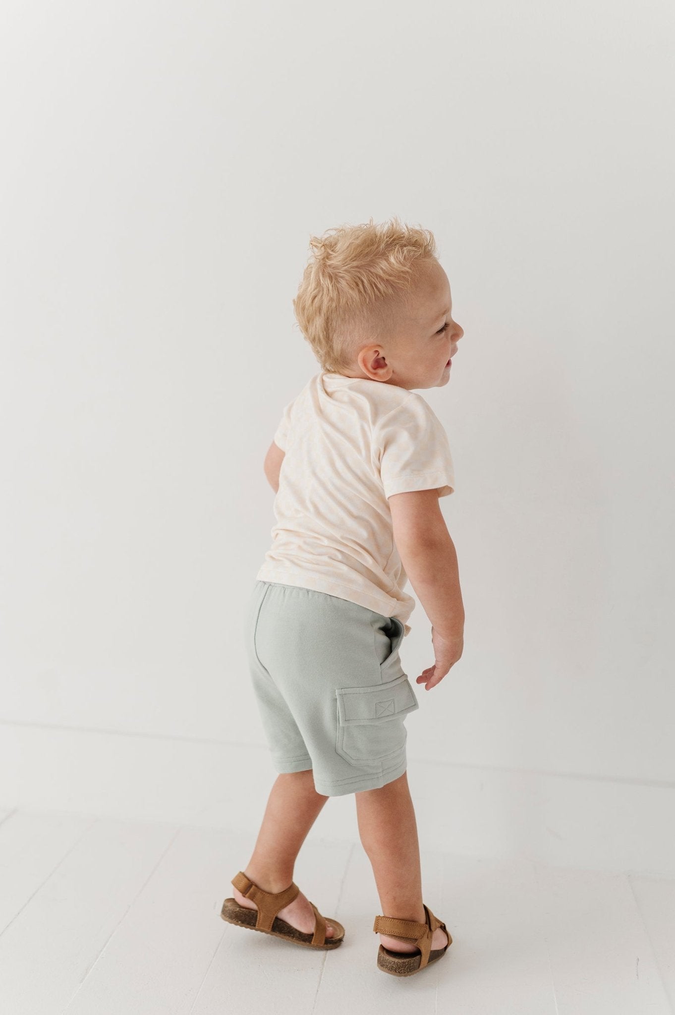 Boys Cargo Shorts In Aqua Grey